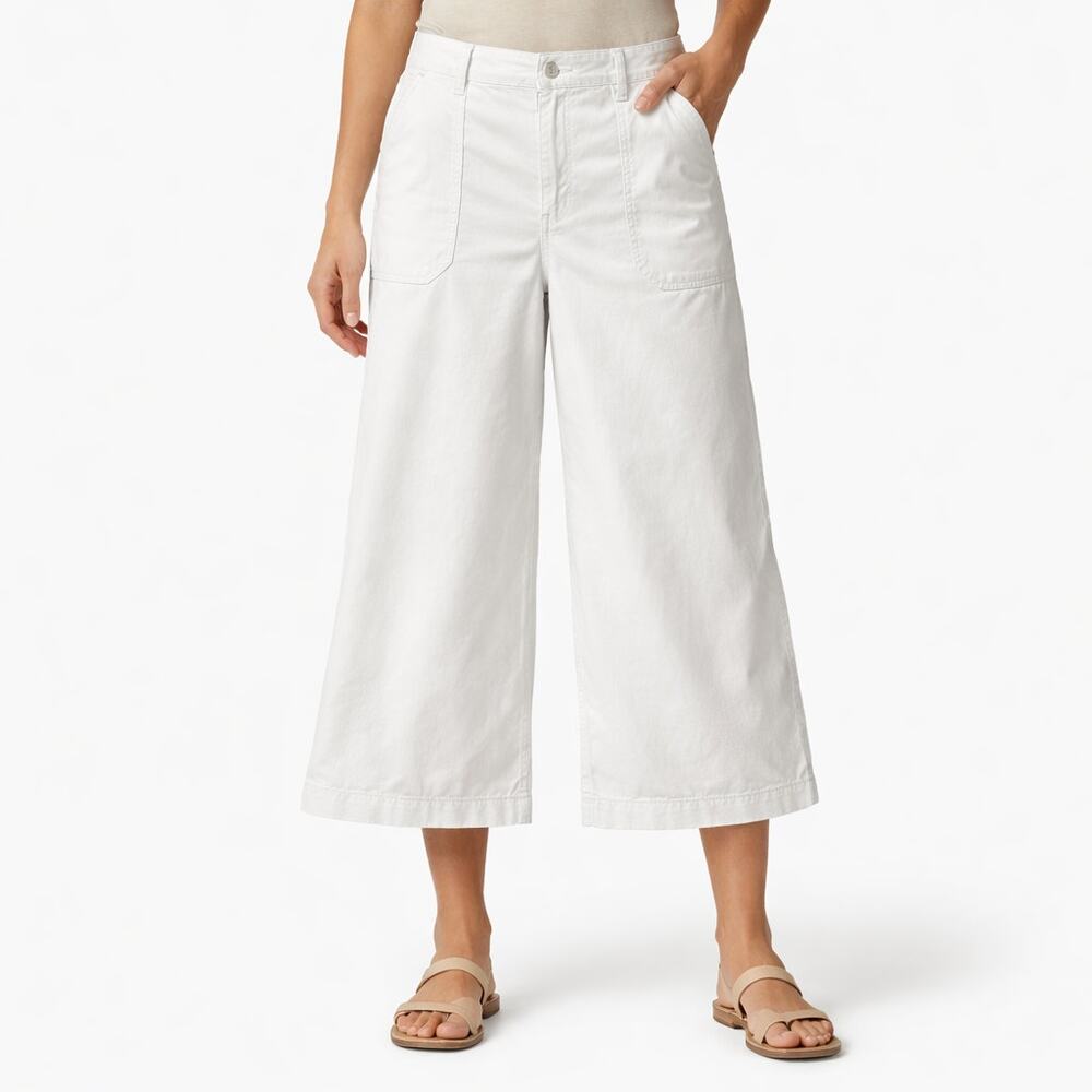 Chaps Cropped Wide Leg White Pants Size 16